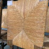 Dining chairs with rush made of oak wood, France 1950s, Set of 6