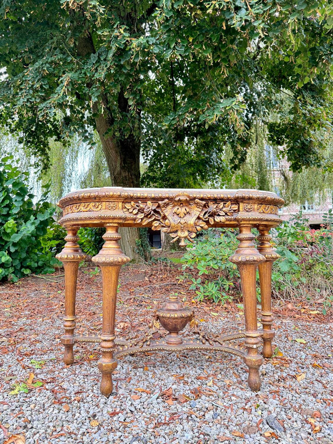 Gilded Wood Console from the Napoleon III Period, 19th Century