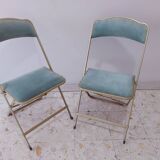 Two folding opera chairs in velvet