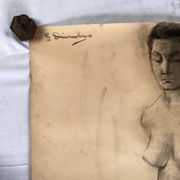 Large drawing of a “Nude” woman signed around the 1940s dimension: height -120cm - width -75