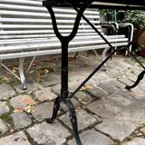 Oblong bistro table in grey marble and black cast iron
