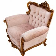 Vintage French armchair, 1960s, carved wood, springs