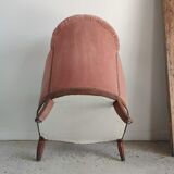 Armchair art deco pink velvet trim