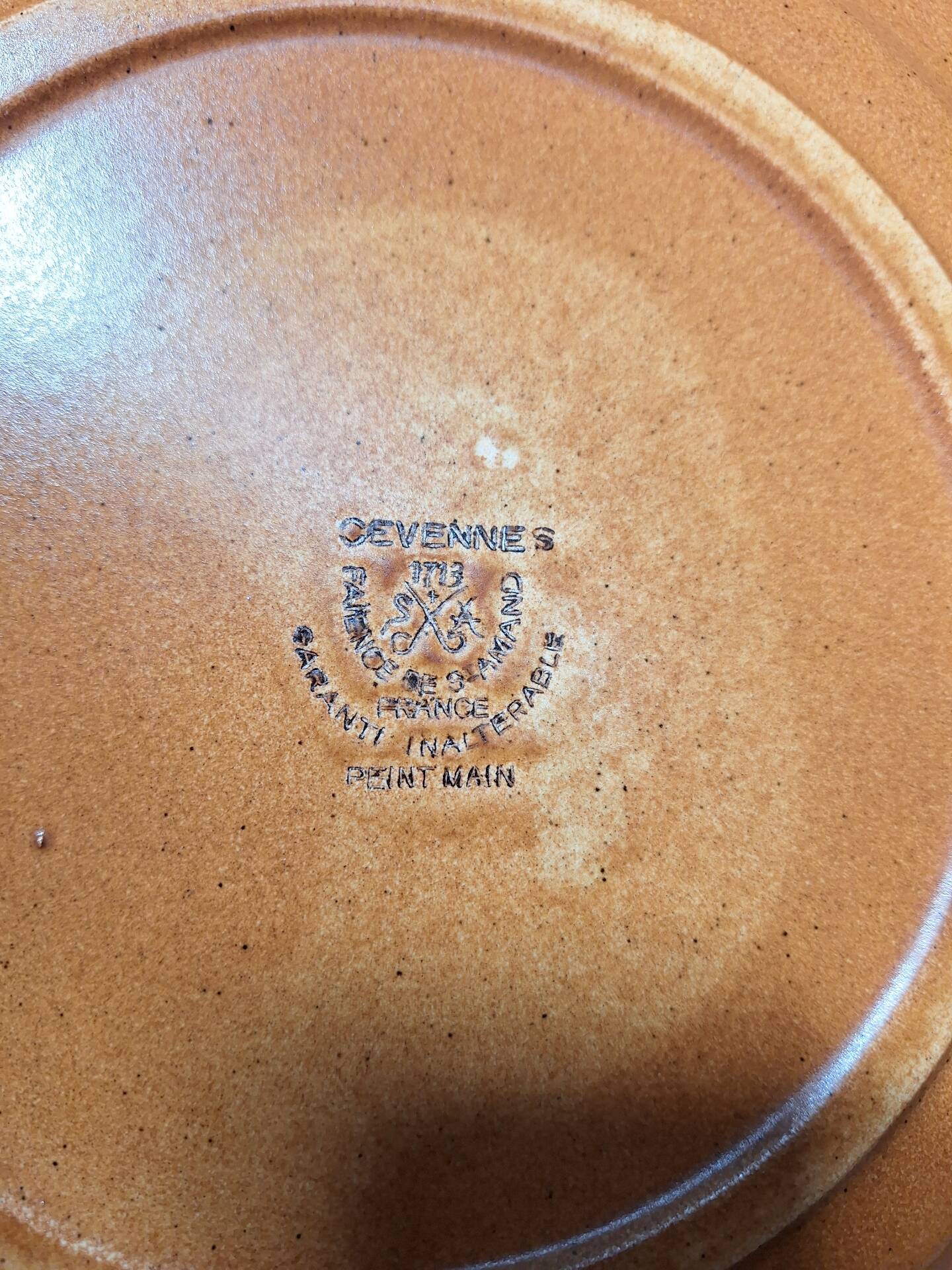 Assiette plate vintage faïence de St Amand motif feuillage Cevennes