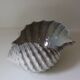 Large iridescent barbotine shell bowl, Italy vintage