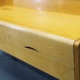 Ensemble de tables de chevet et commode avec étagère en verre des années 1960, Tchécoslovaquie