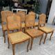 Set of 6 antique chairs in wood and cannage