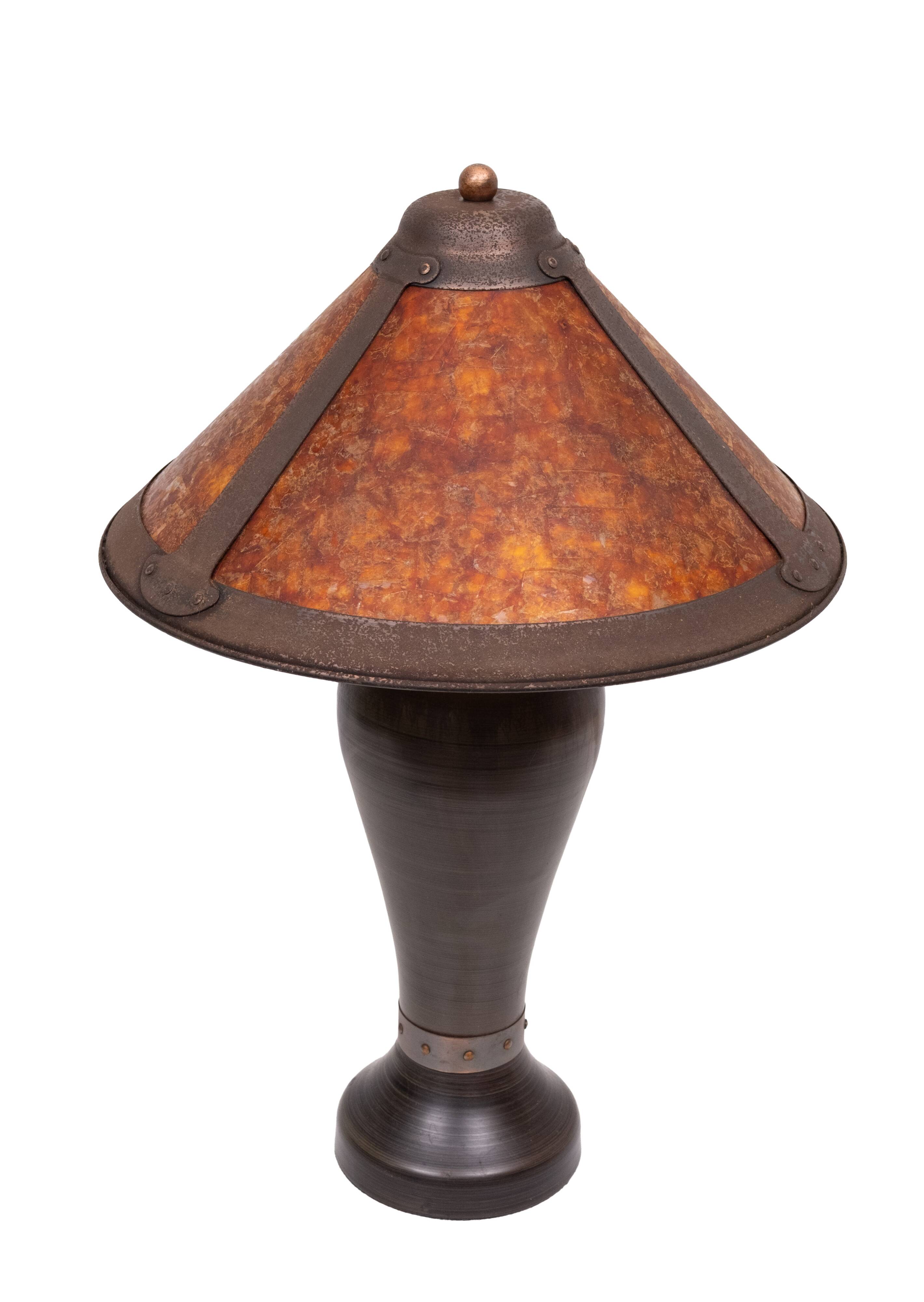 Vintage Dirk van Erp Style Arts & Crafts Copper & Mica Table Lamp 20th Cent