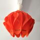 Orange pendant lamp in pleated plastic design 70s