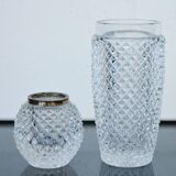 Vase en cristal ancien monture en argent sterling 925 Emil Hermann Un vase et un porte-cure-dents
