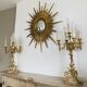 Pair of gilt bronze chandeliers, marble bases.