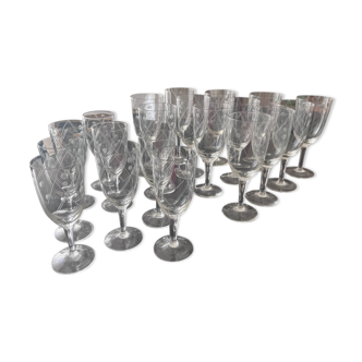 Ensemble de verre des années 50