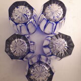 Set 5 glasses crystal liqueur style Saint Louis Baccarat blue