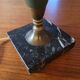 Vintage 1960s lamp – black veined marble and decorated metal
