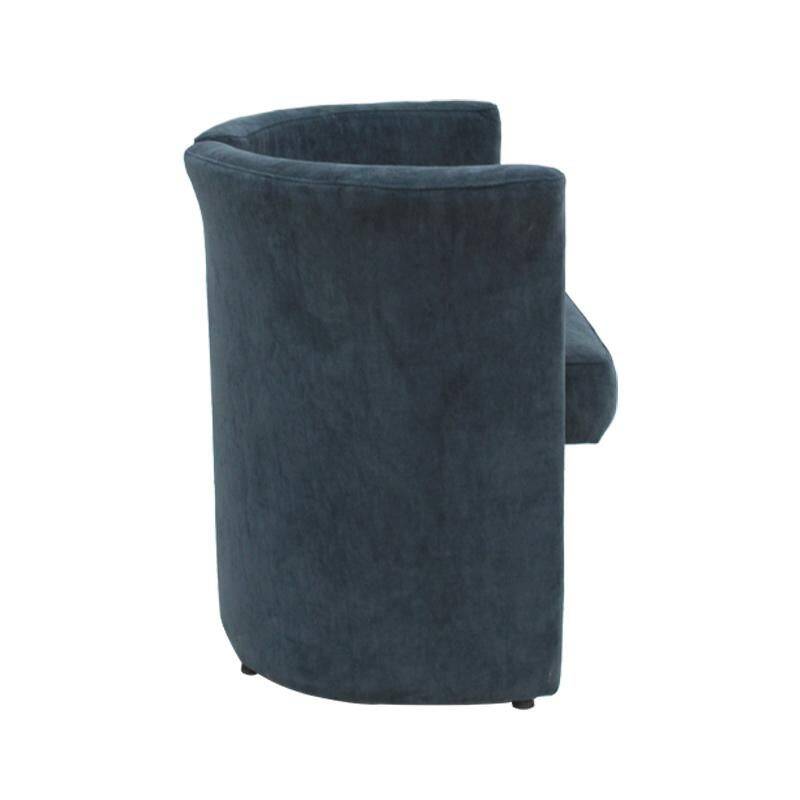 Mid Century Modern Italian Curved Chairs in Blue Velvet, Set of Six