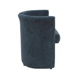 Mid Century Modern Italian Curved Chairs in Blue Velvet, Set of Six