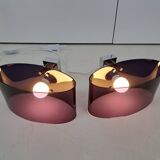 Pair of smoked plexiglass wall lights