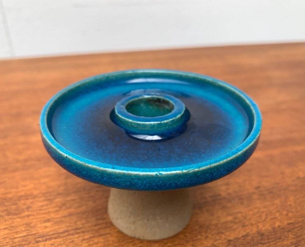 Danish ceramic candlestick from the mid-century by Herman A. Kähler for Hak, 1960s.