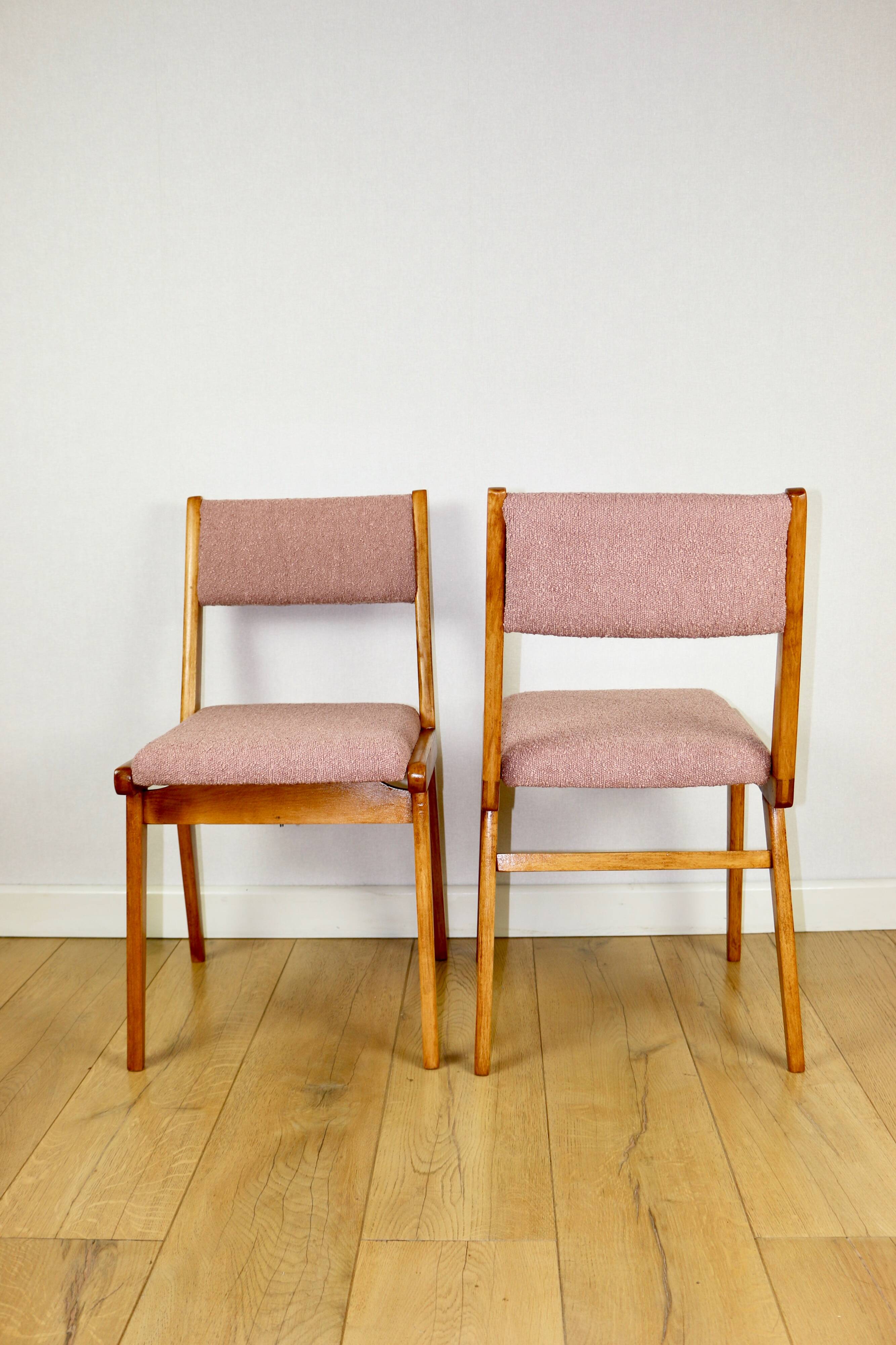 Vintage fuchsia boucle chairs - set of 6