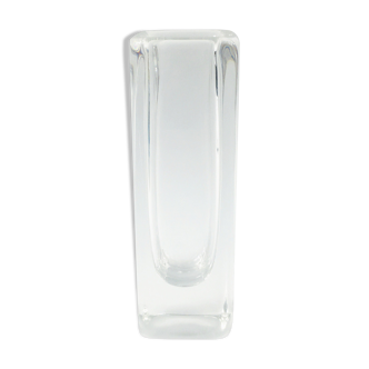 Signed Scandinavian Clear Sommerso Glass Vase by Nils Landberg for Orrefors, Sweden, 1960s