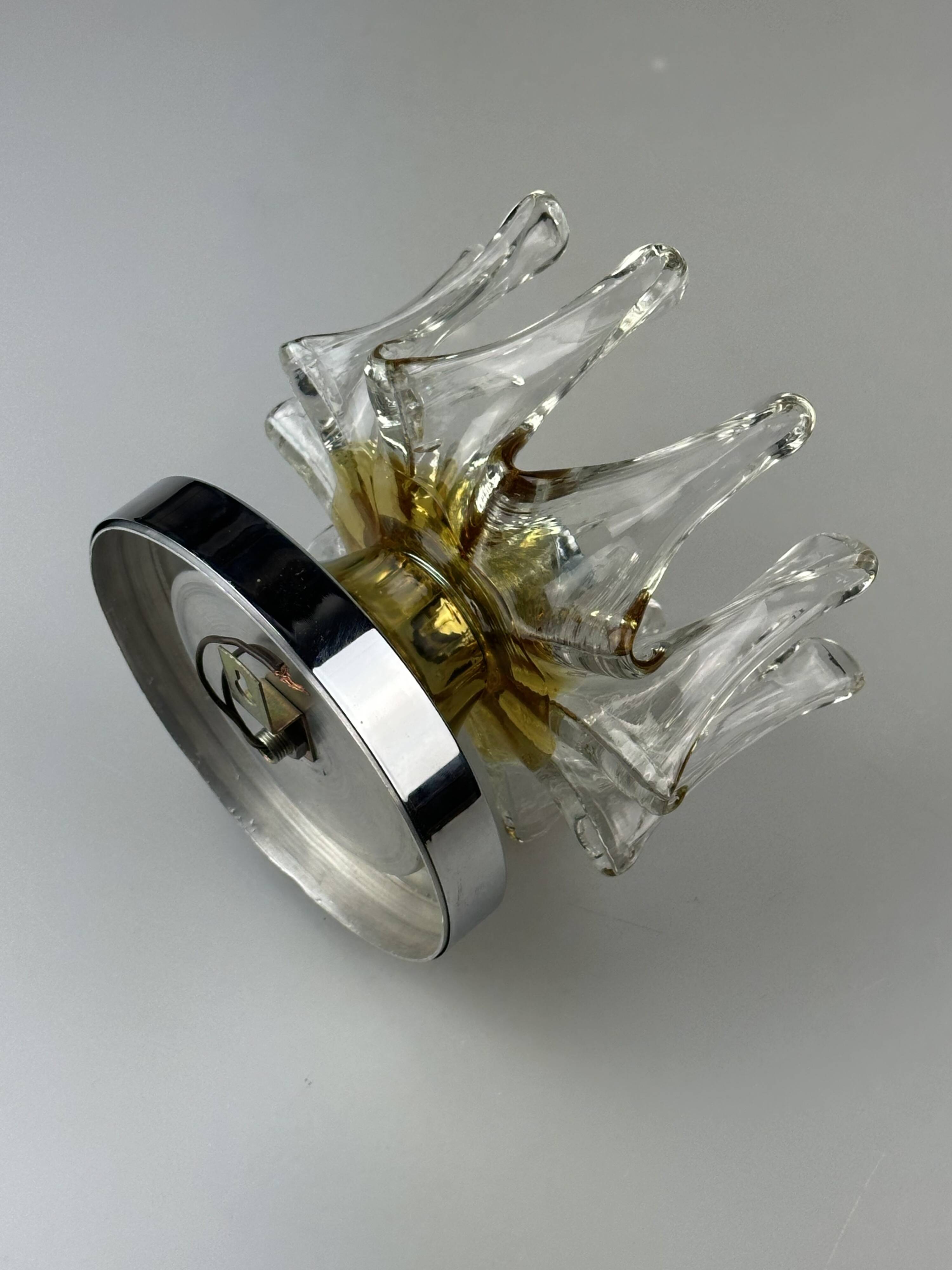 60s 70s wall lamp Wall Sconce made of metal & Murano glass Space Age design