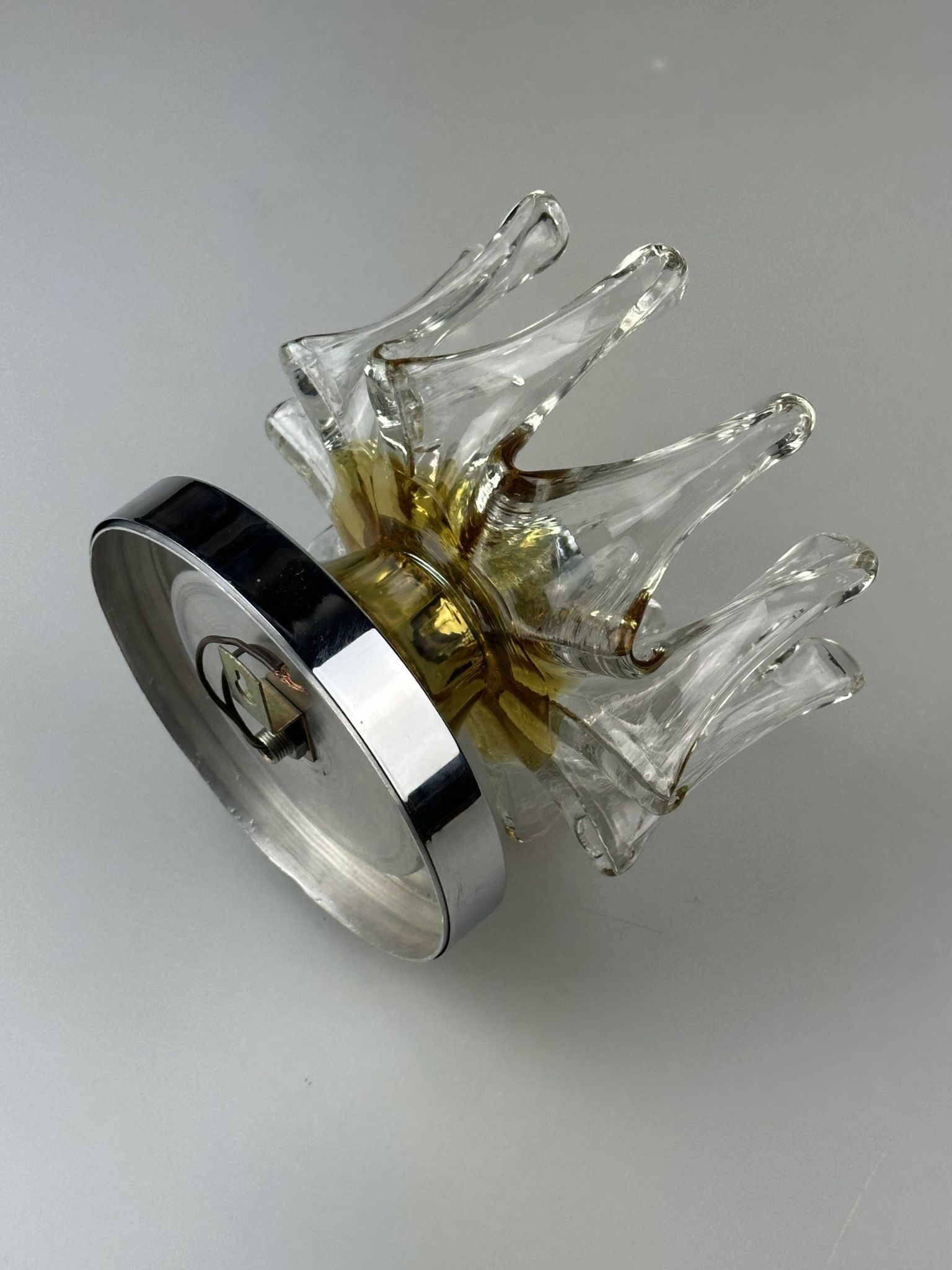 60s 70s wall lamp Wall Sconce made of metal & Murano glass Space Age design