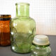 Green glass carafe