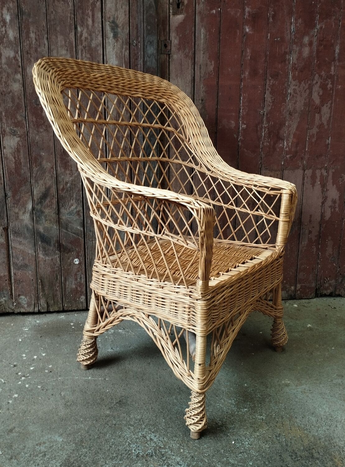 Fauteuil vintage rotin et osier