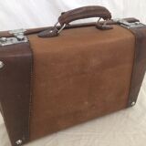 Cloth suitcase and leather vintage