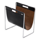Vintage Brabantia Black Leather & Chrome Magazine Rack 1970s