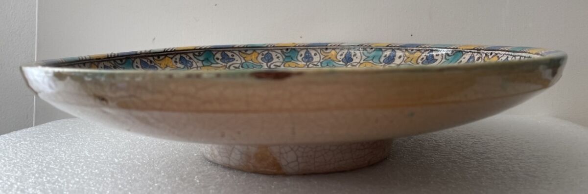 Morocco Fez flat polychrome cracked said Caravelle flamboyant eighteenth diameter 34 cm