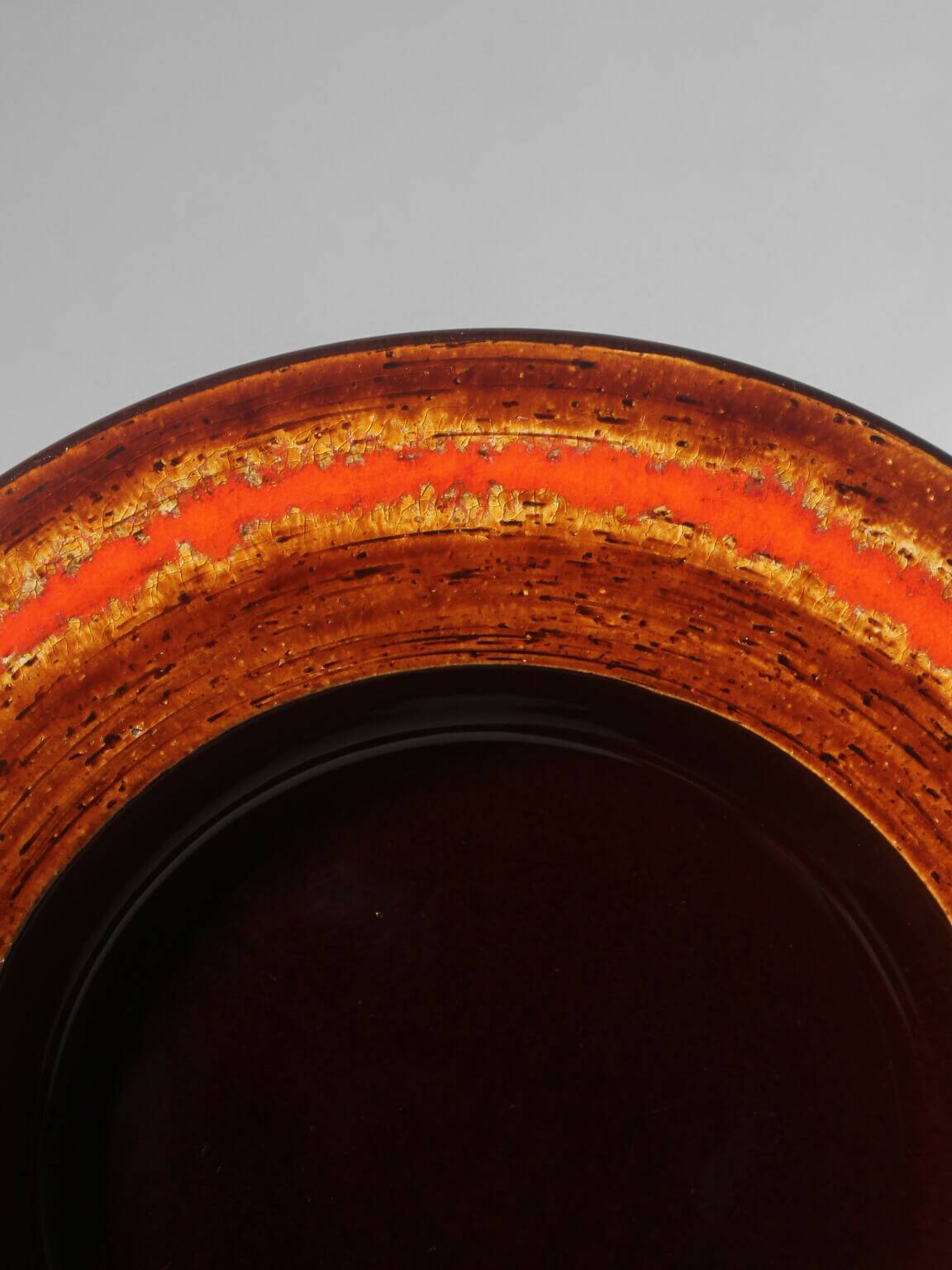 Orange Rimmed Ethnic Stoneware Plate From Gabriel, 1960s