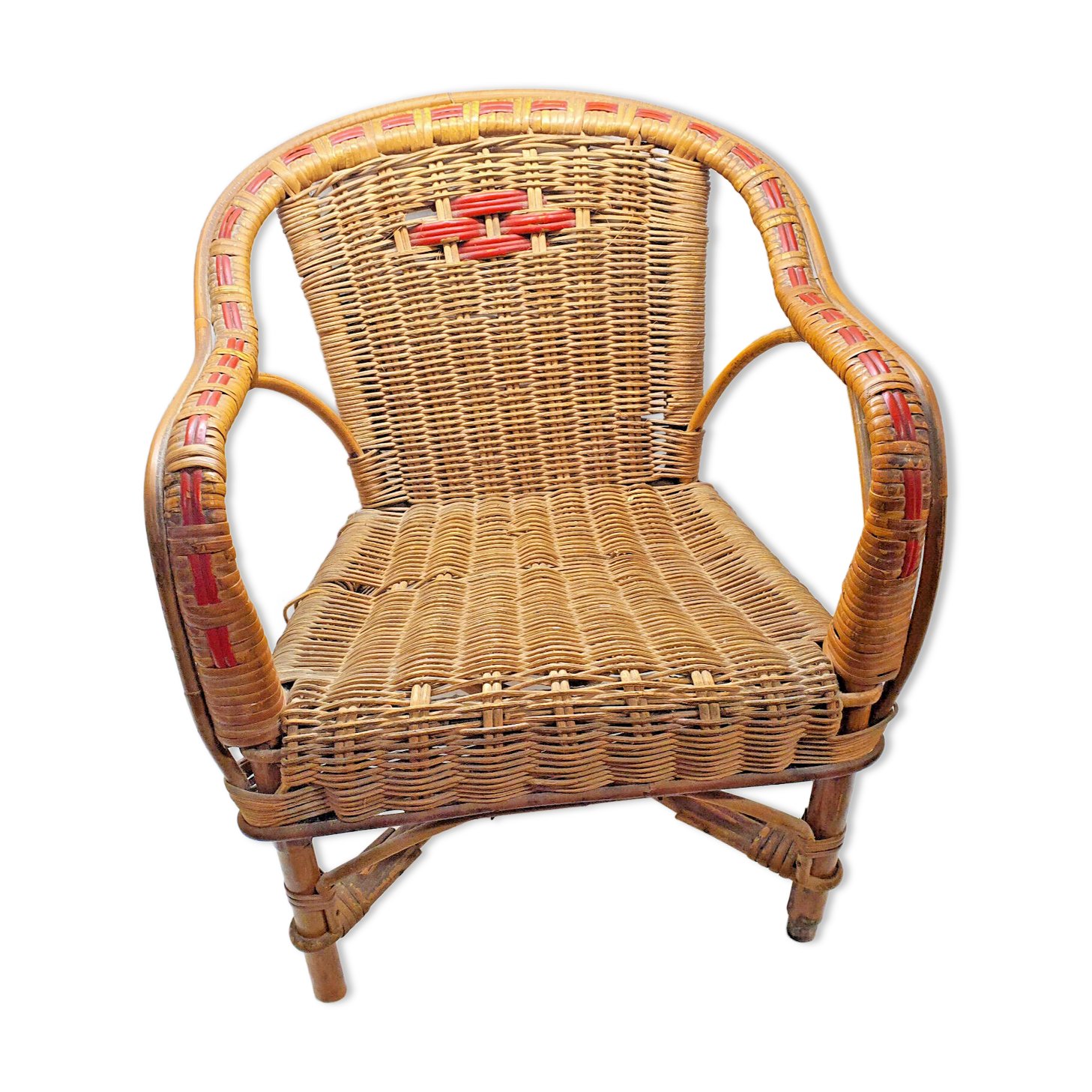 Old armchair child osier rattan 60s vintage decoration collection