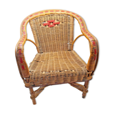 Ancien fauteuil enfant osier rotin années 60
