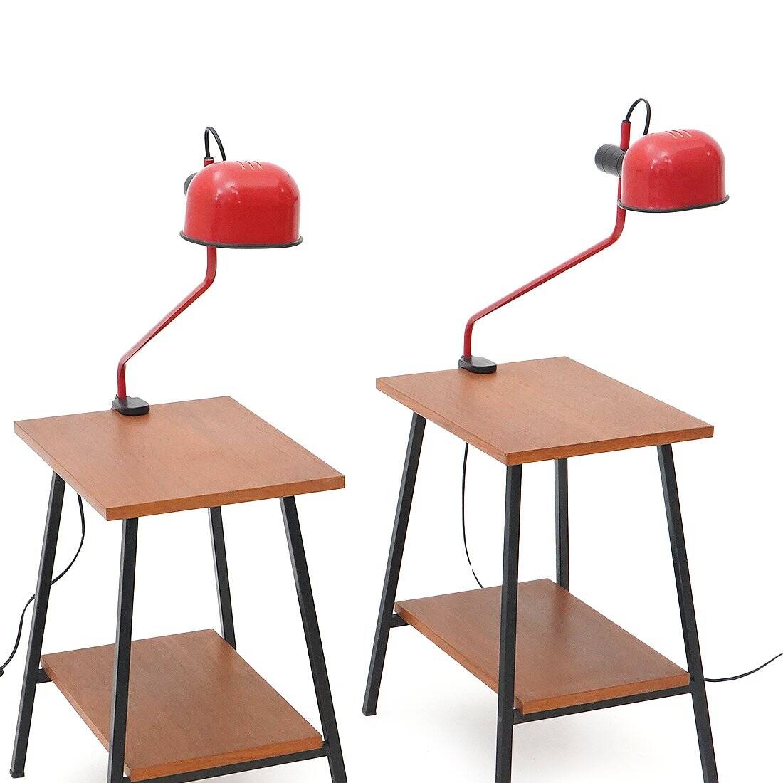 Lampe à pince métallique rouge de F. Fabbian, années 1980