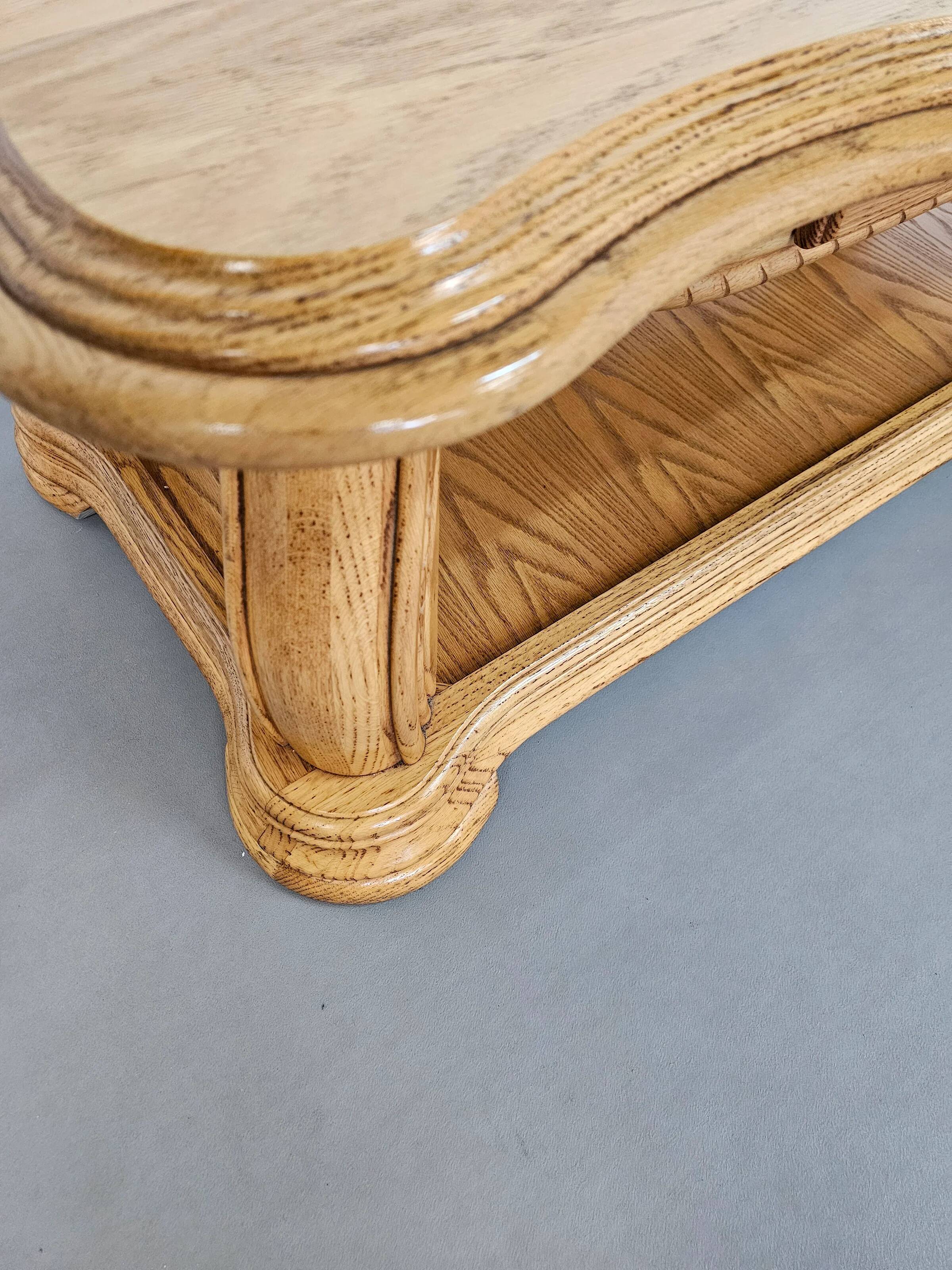 French solid oak coffee table 1970s