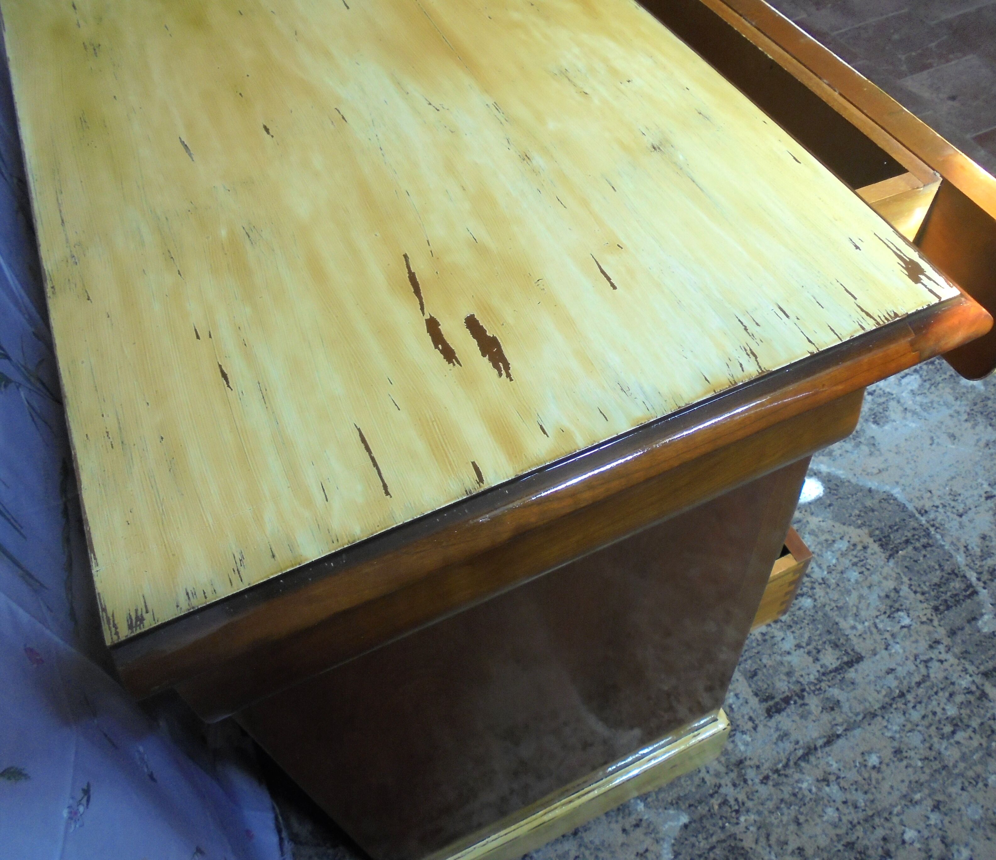 Wood and paint chest of drawers