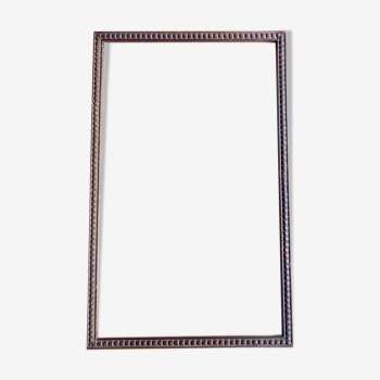 Wooden beaded frame with glass and gray cardboard back