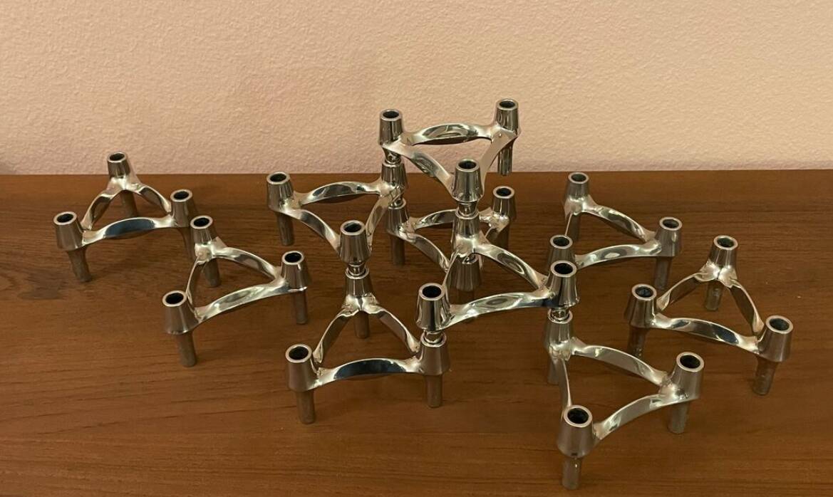 Set of 10 candle holders by Ceasar Stoffi & Fritz Nagel for Quist