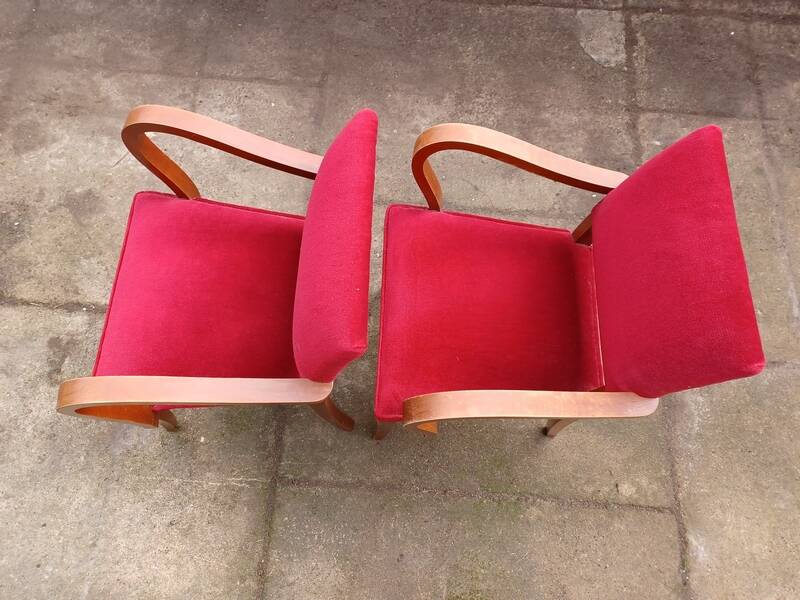 Art Deco bridge chairs in fabric from the 1950s and vintage.