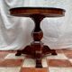 Old pedestal table in oak wood with marble