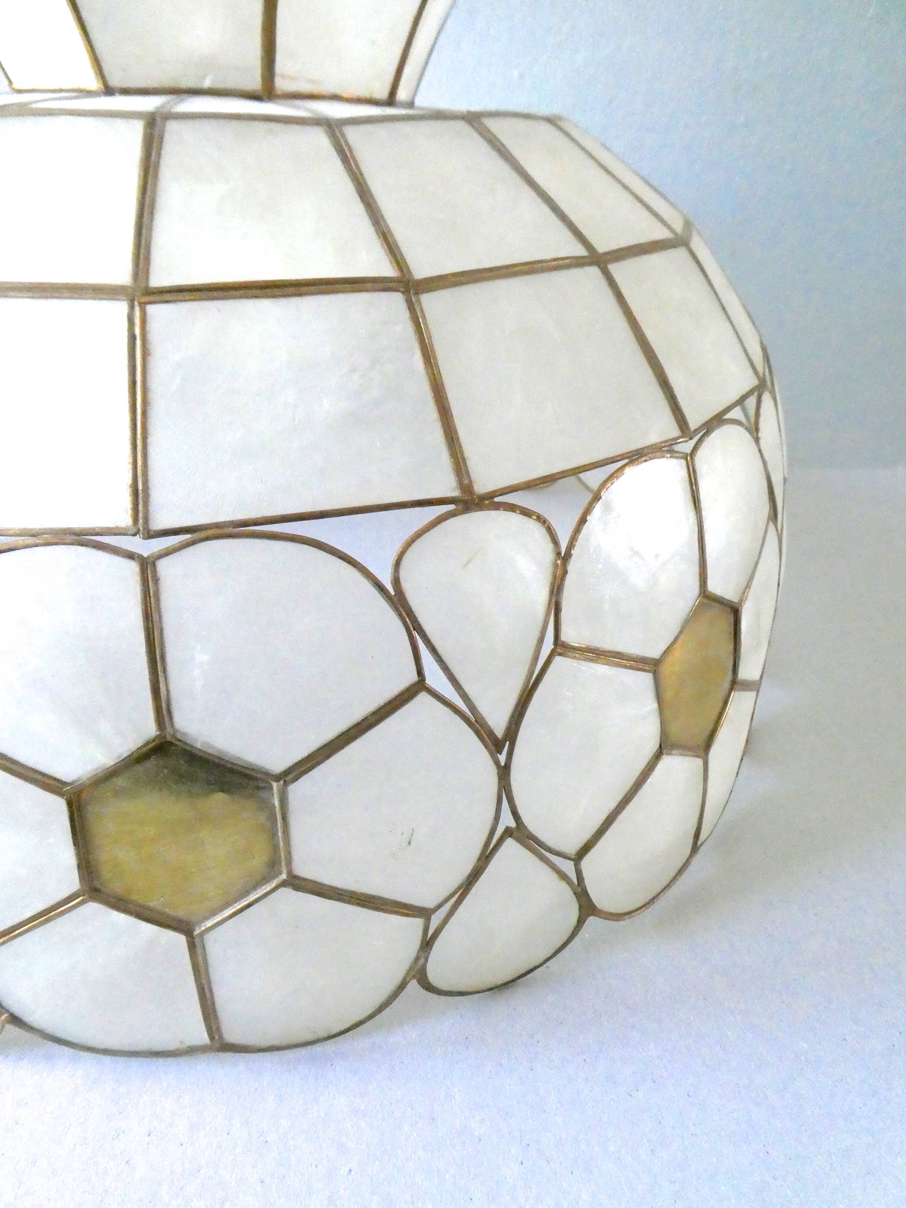 Lustre, mother-of-pearl and brass suspension from the 1970s