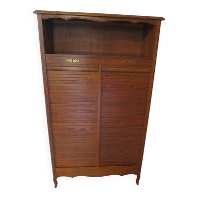 Classeur à rideaux double-meuble notaire -bois massif-1970-Style industriel