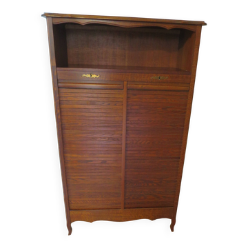 Double curtain cabinet - notary furniture - solid wood - 1970 - industrial style