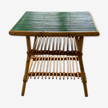 Table d'appoint en rotin années 1960