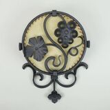 1970s WALL LAMP wrought iron and parchment koch & sons brutalist rustic