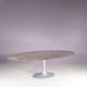 1970s XL oval Tulip table with brown marble top and matte silver oval base / Eero Saarinen / Knoll, USA