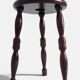 French Turned Chestnut Wood Stool or Side Table, Mid-20th Century