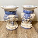 Pair of ceramic elephant stools