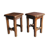 Paire de tabourets artisanat français après guerre